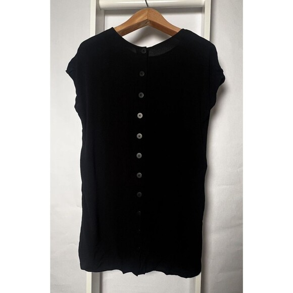 Madewell Dress Womens S Black Short Sleeve Full Button Down Back Woven Tunic Top - Picture 15 of 16